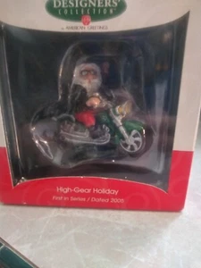 High Gear Holiday NEW American Greetings Santa Motorcycle Christmas Ornament - Picture 1 of 5