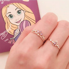 Disney Princess Solitaire Ring Crown Rose Gold Anniversary Gift Girl adjustable