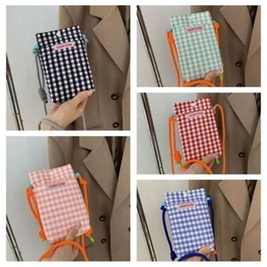 Mini Mobile Phone Bag Polyester Handbag Fashion Grid Shoulder Bag Girls - Picture 1 of 17