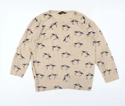 Dorothy Perkins Womens Beige Roll Neck Cotton Blend Jumper Size 14 - Image 1 of 4