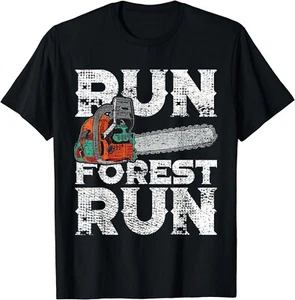 T-Shirt Lumberjack Kettensäge Run Forest lustig Holzarbeiter Geschenk Unisex - Bild 1 von 3