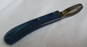 Farrier Hoof Loop Trimming Knife Tool Stainless Steel with Blue Wooden Handle - Picture 1 of 5