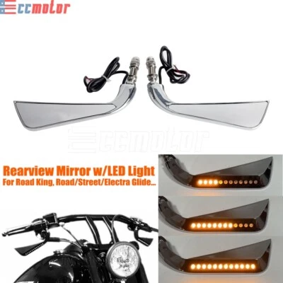 2X Rearview Mirror w/ Amber LED Turn Signal Light for Harley Sportster XL Custom - Image 1 of 4