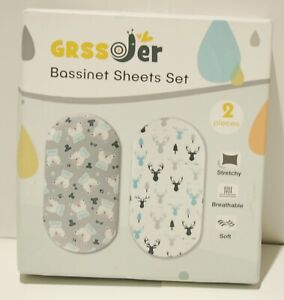 GRSSDER Stretchy Ultra Soft Universal Fitted Bassinet Sheet Set 2pk