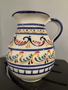 Vintage Spain Handpainted Ceramic Pitcher Creamer 6” Vibrant & Bold Colors - Picture 1 of 7