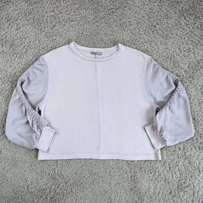 Suéter ZARA Rosa Claro Recortado Manga Larga Globo Cuello Redondo Para Mujer M Boho Foto 1 de 4