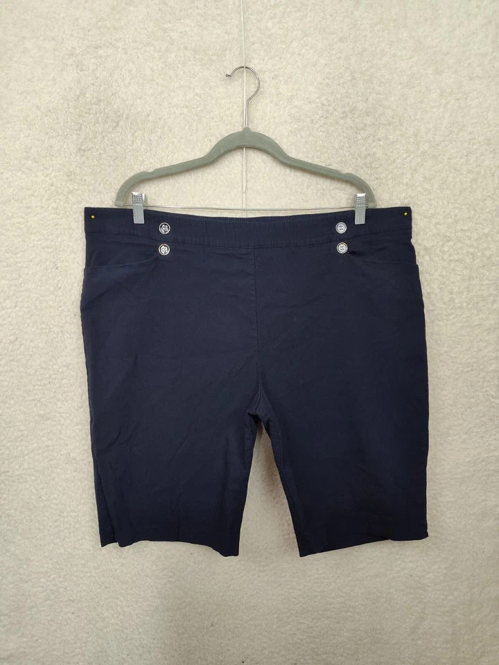 Pantalón Corto 89th Madison Mujer 22 Azul Mezcla Rayón Pull On Recto Elástico Delgado Mini Foto 1 de 4