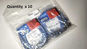 x 10 ~ Tripp Lite N204-003-BL-LA Cat 6 Gigabit Bleu Angle Gauche Patch Câble RJ45 - Photo 1/3