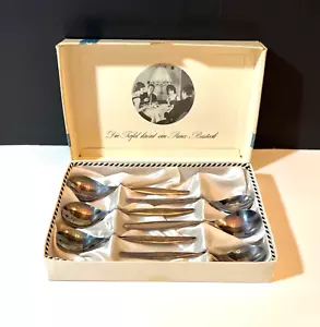 6 alte PRINZ deutsche versilberte Eis Dessert 4,5" LÖFFEL ORIGINAL BOX MCM - Bild 1 von 12
