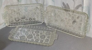 Vintage Anchor Hocking Arlington Clear Glass Luncheon Rectangle Plates Set of 3 - Picture 1 of 8