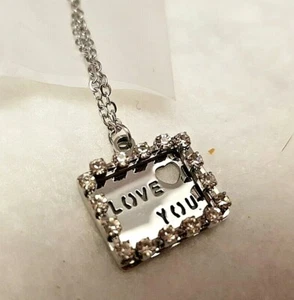 Beau Collier Cœur Love You Avec Swarosky Porte-Bonheur - Neuf - Imagen 1 de 6