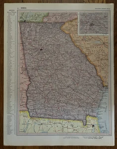 1953 Vintage Atlas Map Page - Georgia map on one side and Florida map on one ... - Picture 1 of 2