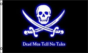 New 3x5ft DEAD MEN TELL NO TALES Black & Blue RACKHAM PIRATE FLAG US seller - Picture 1 of 5