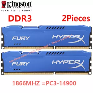 HyperX FURY 16GB KIT 2X 8GB 1866MHz PC3-14900 DDR3 Desktop DIMM Memory RAM Blue - Picture 1 of 9