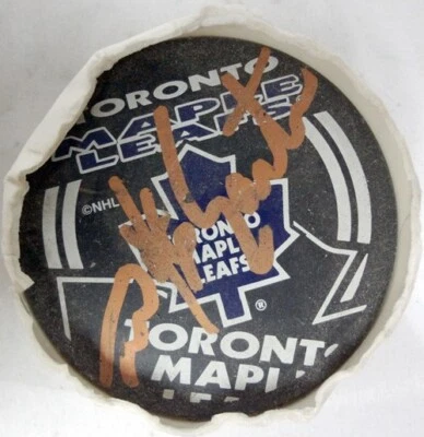 Disco autografiado por Mike Gartner de la Liga Nacional de Hockey de la NHL Toronto Maple Leafs #11 Foto 1 de 4
