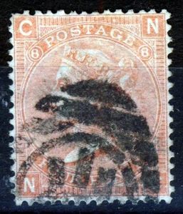 GB QV 1865 4d. Vermilion Plate 8 NC Watermark Large Garter SG 93 (Spec J55) VFU - Picture 1 of 2