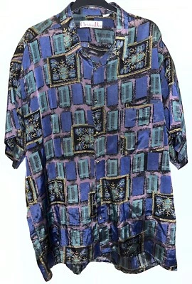 Vintage Christian Dior Abstract / Hawaiian Short Sleeve Shirt, Silk, Men’s 2XL - Image 1 of 4