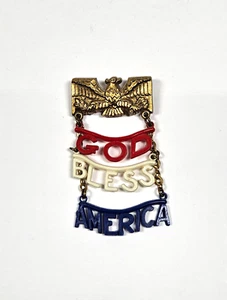 1940er God Bless America Homefront rot weiß & blau Kunststoff Herzausschnitt Anstecknadel 2,25" - Bild 1 von 6