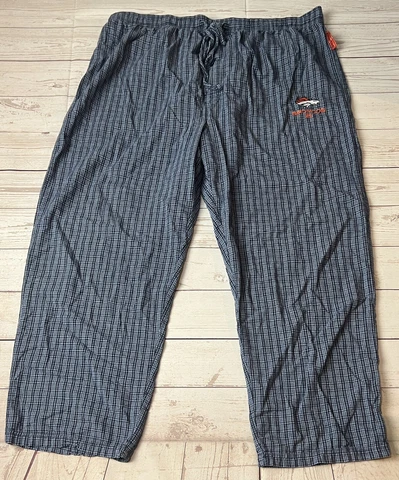 Denver Broncos Pajama Pants Mens Blue Orange Plaid NFL Team Apparel Lounge XL Cover