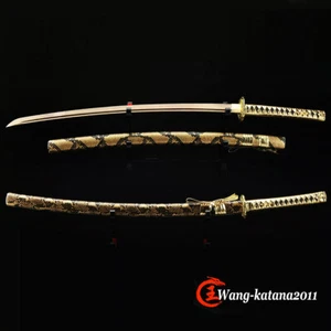 Espada Samurai Forjada a Mano Estilo Serpiente Dorada Katana Real Japón Afilada - Imagen 1 de 8