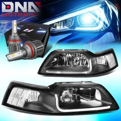 PARA 1999-2004 MUSTANG LED DRL FAROS ESQUINEROS NEGROS/CLAROS CON KIT LED + VENTILADOR FRÍO Foto 1 de 4