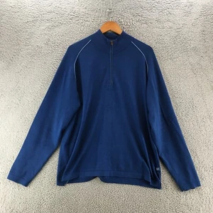 Tommy Bahama Quater Zip Mock Sweatshirt Top Mens L Blue Silk Blend Long Sleeve - Picture 1 of 16