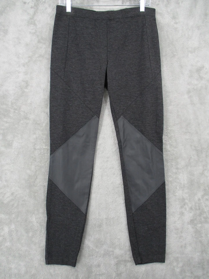 Pure DKNY Pants Womens Medium Leggings Stretch Knit Leather Trim Stretch Moto - Image 1 of 4