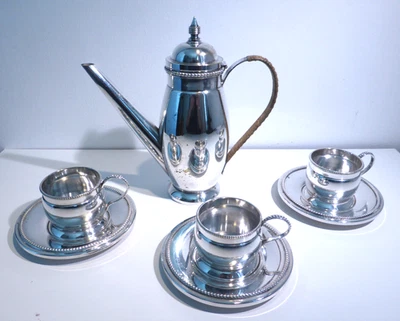 Art Nouveau Cafe Noir Coffee Set WMF Silver Plate Expresso Pot Cups Saucers Set Foto 1 de 4