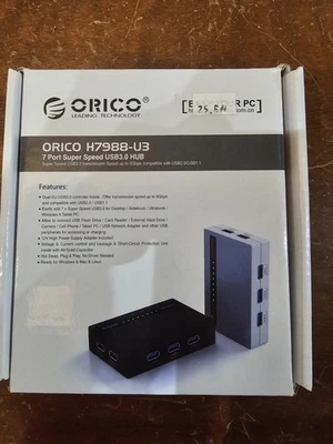 ORICO 7 Porte Super Velocità USB 3.0 Hub Adattatore di Alimentazione per PC Portatile - Immagine 1 di 4