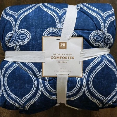 Edredón Pottery Barn Teen Droplet Geo XL TWIN azul dormitorio Foto 1 de 4
