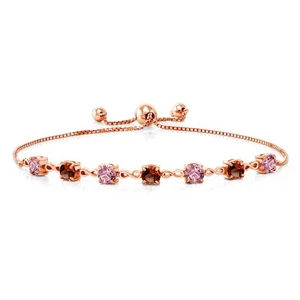 18K Rose Gold Plated Silver Pink Lab Grown Diamond and Garnet Infinity Tennis - Picture 1 of 4