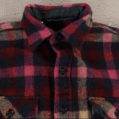 Camisa Woolrich DE COLECCIÓN Para Mujer XL Rosa Azul Pastores Cuadros Lana Franela Pesada Foto 1 de 4