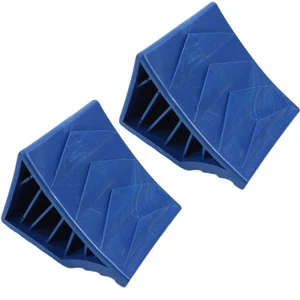 2x Cuña Calzo Cuña de Rueda Blockierkeil Coche Camión Remolque Caravana Azul - Imagen 1 de 4