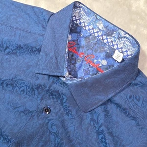 Robert Graham Shirt Mens Medium Classic Fit Blue Paisley - Picture 1 of 11