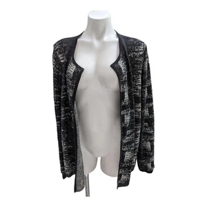 Eileen Fisher Gr. XL Strickjacke Bio Leinen schwarz langarm vorne offen - Bild 1 von 8