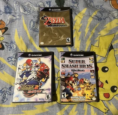 Gamecube Game Lot Sonic Adventure 2 Zelda Wind Waker Super Smash Bros Melee CIB - Image 1 of 4