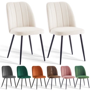 2/4/6X Dining Chairs Velvet Padded Seat Metal Legs Breakfast Kitchen Office - Picture 1 of 53