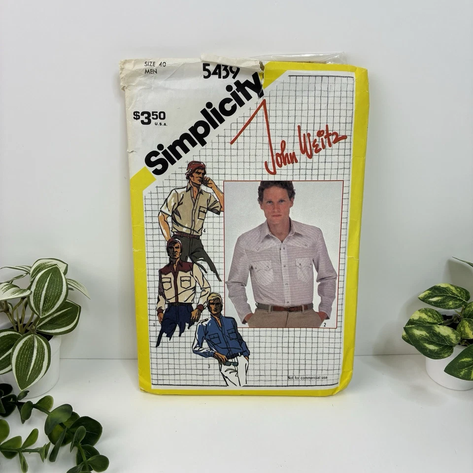 Mens Western Shirt Size 40 Pattern 5439 Yoke Urban Cowboy Vintage 80s CUT - Image 1 of 2