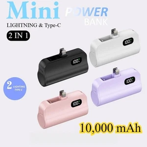Mini Power Bank Capsule 2-in-1 Large Capacity Digital Display Portable Fast - Foto 1 di 15