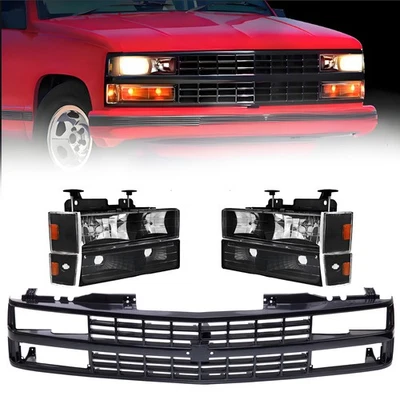 Grille Assembly and Headlight Set For 1988-1993 Chevrolet C/K1500 2500 3500 Foto 1 de 4