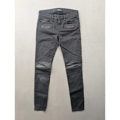 Pantalones de mezclilla Etienne Marcel Los Angeles negros moto detalle cremallera para mujer talla 27 Foto 1 de 4