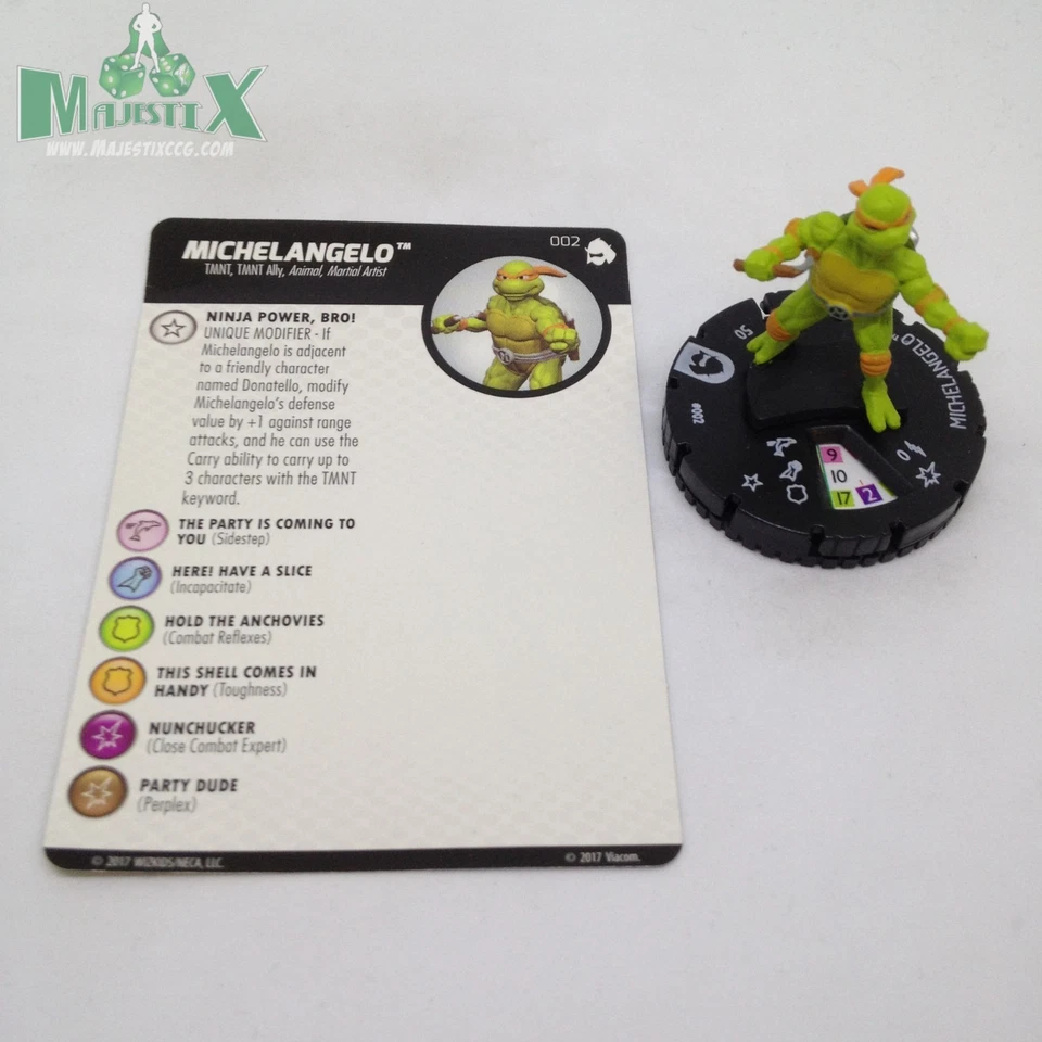 Heroclix Teenage Mutant Ninja Turtles Serie 3 Miguel Ángel #002 ¡Común con tarjeta! Foto 1 de 1