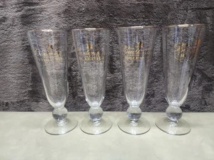 Budweiser Millennium Since 1976 Pilsner Beer Glass-Set 4 Globe at Stem Gold Rim - Picture 1 of 6