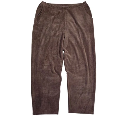 LL Bean Womens Plus Size 1X Brown Corduroy Velour Lounge Pants Outdoors Hiker - Image 1 of 4
