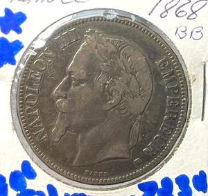 1868 Frankreich 5 Francs - 90% Silber - WDGVS001 - Bild 1 von 2