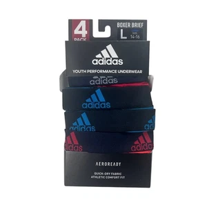 Paquete de 4 calzoncillos boxer Adidas para jóvenes ropa interior de rendimiento talla L 14-16 NUEVO - Imagen 1 de 7