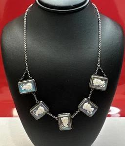 Vintage 925 Sterling Silber Kamee Portrait Halsketten - Bild 1 von 5