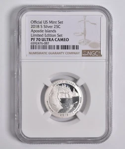 PF70 UCAM 2018-S Silver Apostle Islands Quarter Limited Edition NGC *1905 - Picture 1 of 5
