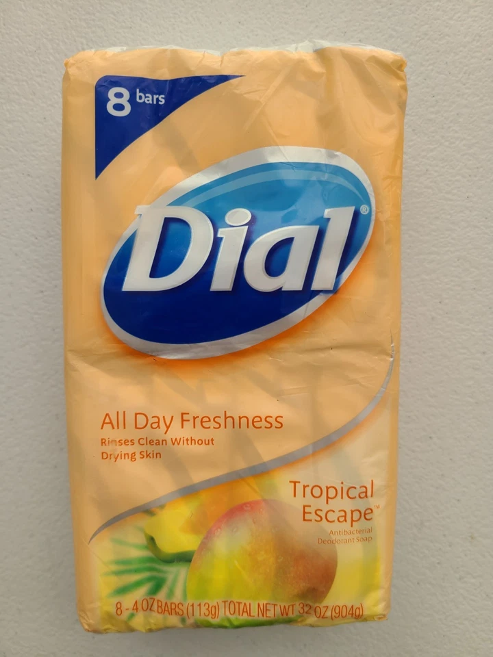 Dial Tropical Escape jabón 8 barras desodorante antibacteriano descontinuado 4 oz Foto 1 de 4