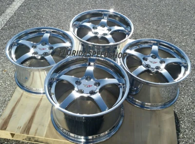 JUEGO DE RUEDAS CROMADAS C5 DEEP DISH CORVETTE 17/18" SE ADAPTA A: 1997-2004 C5 CORVETTE Foto 1 de 4